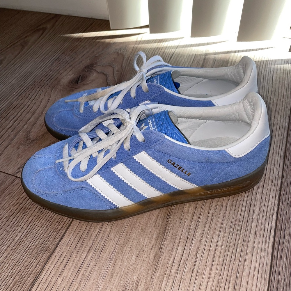adidas Blue Suede Sneakers with White Stripes - Picture 4 of 9